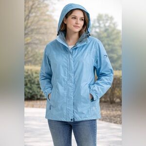 Bimini Bay Women’s Large Waterproof Breathable Hooded Rain Jacket Blue